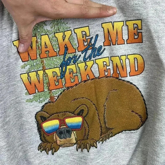 Vintage 80s Fruit of the Loom Retro Weekend Bear Sweatshirt - Picture 3 of 5